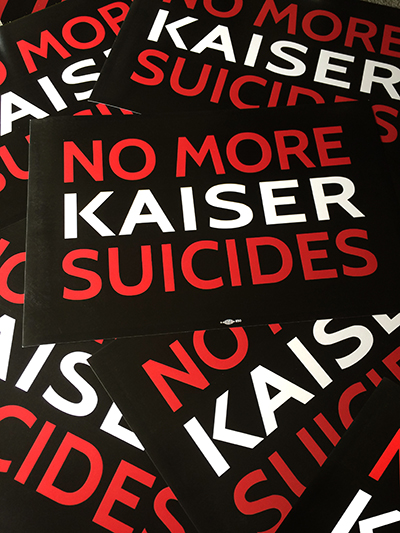 No More Kaiser Suicide signs WEB