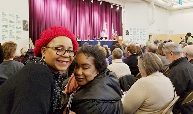 NUHW members at Congressmember Barbara Lee's town hall.