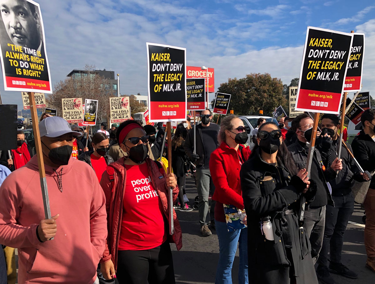 Kaiser mental health therapists strike for racial justice on MLK Day ...